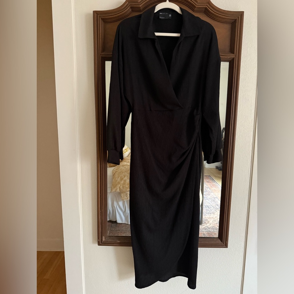 ASOS Black Mock Wrap Dress
